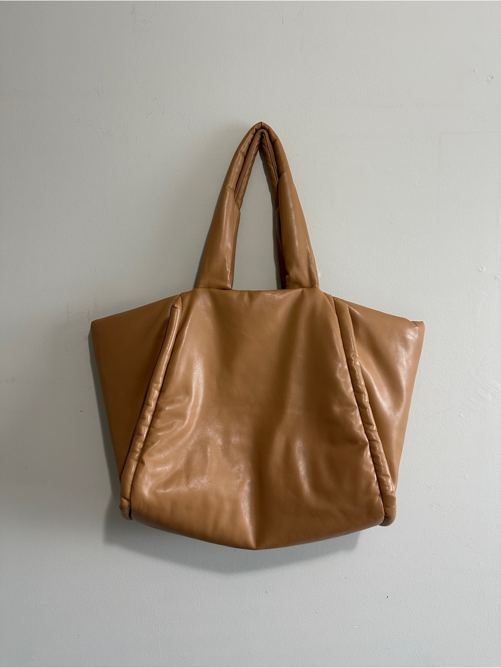 Camel Large Puffer Tote Bag